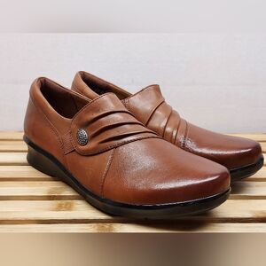 Clarks Womens Brown Hope Roxanne Leather Comfort Shoes Size 10